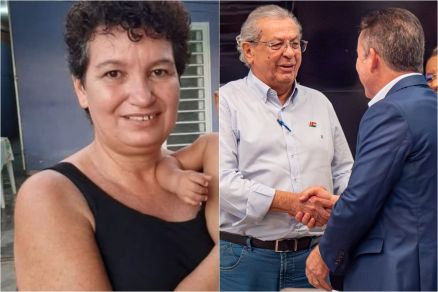 Professora Luciene, v�tima de feminic�dio, e Jayme Campos com Mauro Mendes 