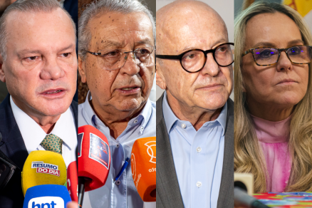 Os pr�-candidatos: Wellington Fagundes, Jayme Campos, Otaviano Pivetta e Natasha Slesharenko