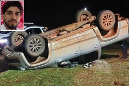 Kelvin Figueiredo Sousa Silva, 23 anos (no detalhe), est� internado na UTI ap�s acidente na MT-100