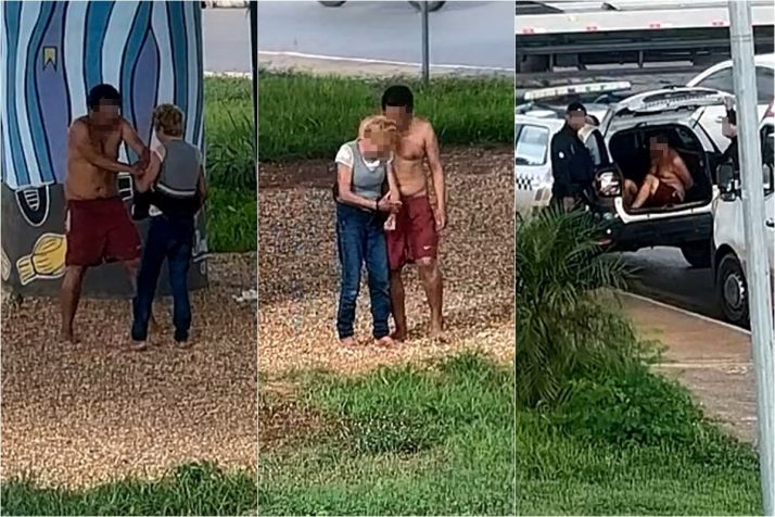 C�mera flagra homem esfaqueando companheira em Cuiab�