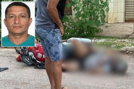 Elton Gomes de Pondes (no detalhe) foi baleado enquanto trafegava de moto