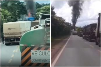 Acidente entre tr�s ve�culos de carga deixa um morto e um ferido