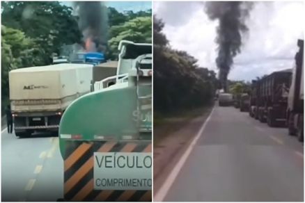 Ainda n�o h� informa��es sobre a din�mica do acidente, por�m ap�s a batida, dois dos ve�culos pegaram fogo