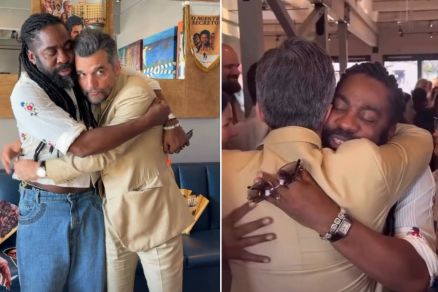 Atores Lazaro Ramos e Wagner Moura  se encontraram antes da cerim�nia 
