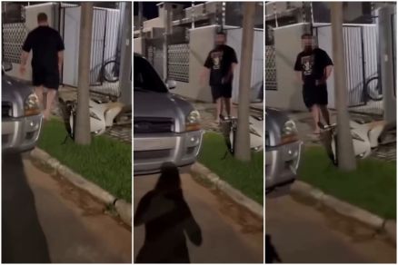 Imagens mostram momento em que suspeito danifica motocicleta da v�tima