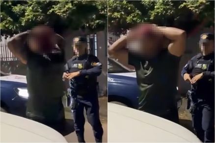 Momento em que o suspeito foi preso em frente a casa da v�tima 