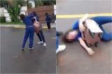 V�deo mostra aluna desmaiando durante briga em frente de escola
