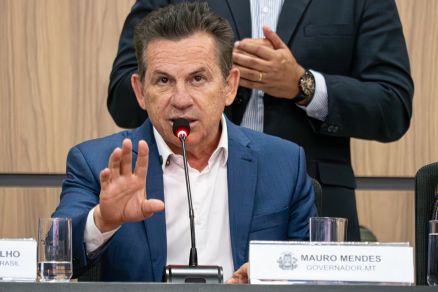 O governador Mauro Mendes, que admite que pode votar favor�vel a ministro