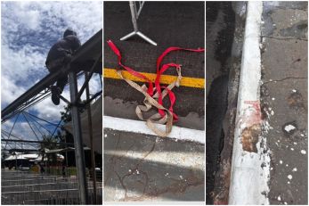 Trabalhador cai de estrutura de evento de anivers�rio de Cuiab�  