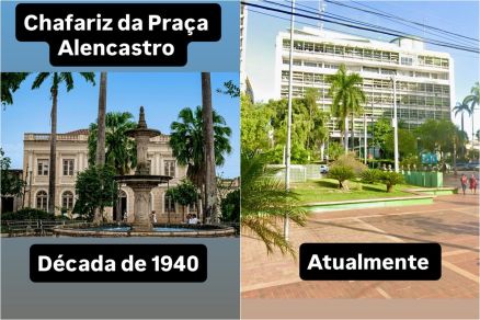 Imagens mostram Pra�a Alencastro na d�cada de 1940 e atualmente 