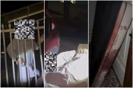 A filmagem flagrou o suspeito com um fac�o, o corpo ocultado e um colch�o ensanguentado 