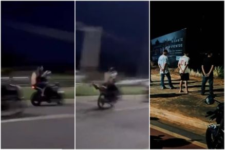 Imagens mostram corrida ilegal e condutores abordados pela PM