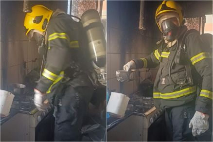 Bombeiros ap�s rescaldo para evitar que inc�ndio se alastre 