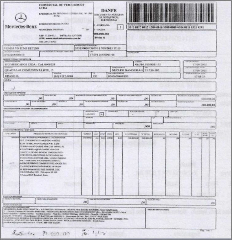 nota fiscal mercedes