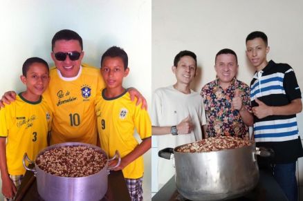 Rei do Amendoim - Edson de Miranda - com os filhos 