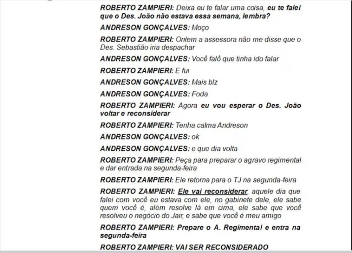 Roberto Zampieri demonstra conhecer como funcionava o gabinete de desembargador