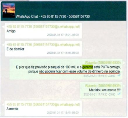 Um dos dialogod entre os lobistas Roberto Zampieri e Andreson Gonçalves